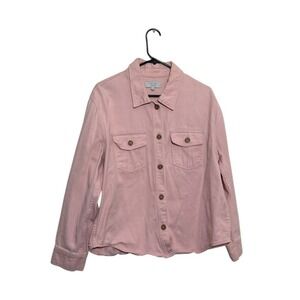 Love Tree Denim Pink Button Down Shirt Jacket Shacket Women's Size Large